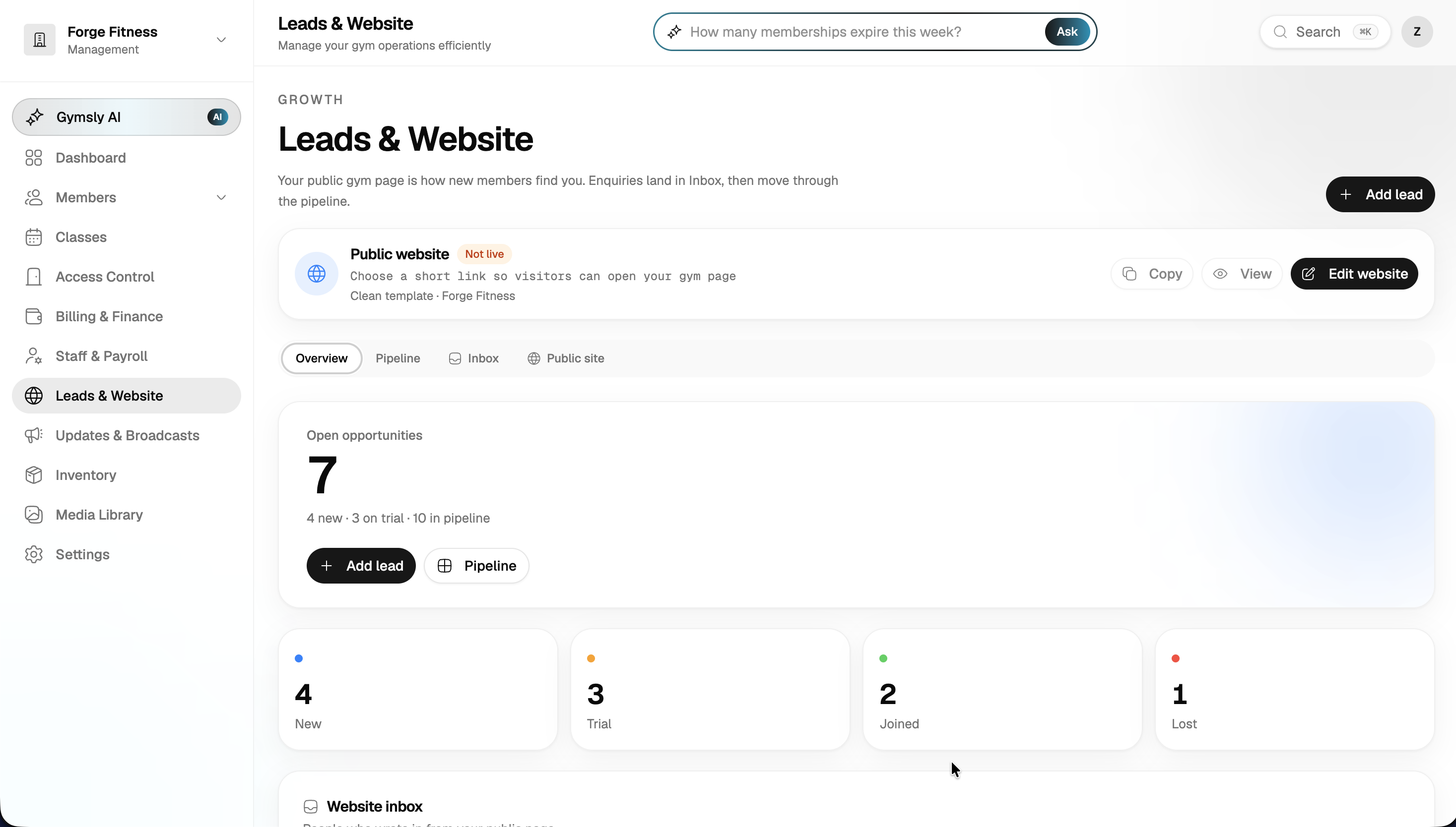Anfragen und Website mit öffentlicher Studioseite
